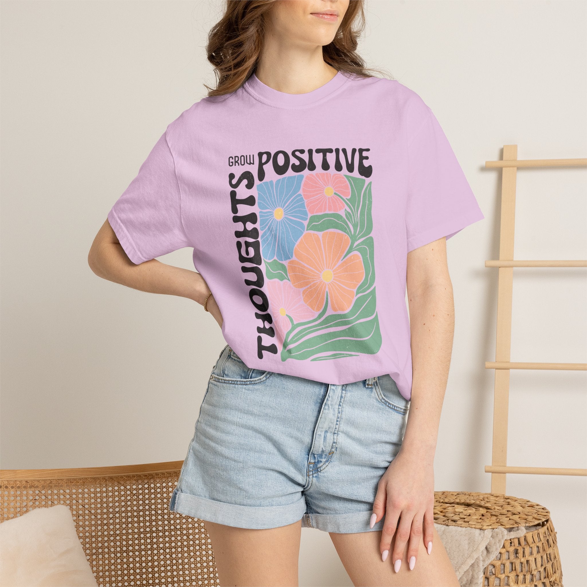 Positive Thoughts Floral T-Shirt — Grow Positive Motivational Tee