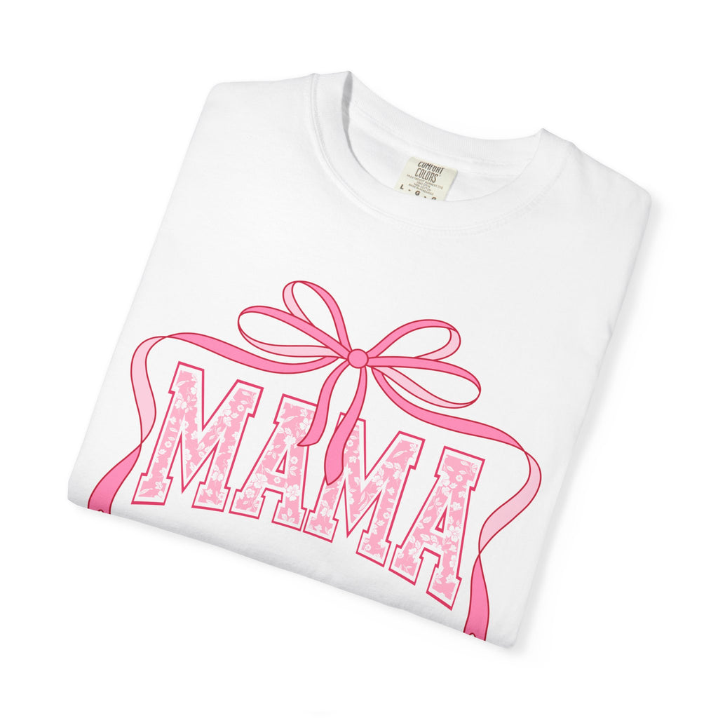 Mama T‑Shirt — Pink Bow 'MAMA' Floral Graphic |