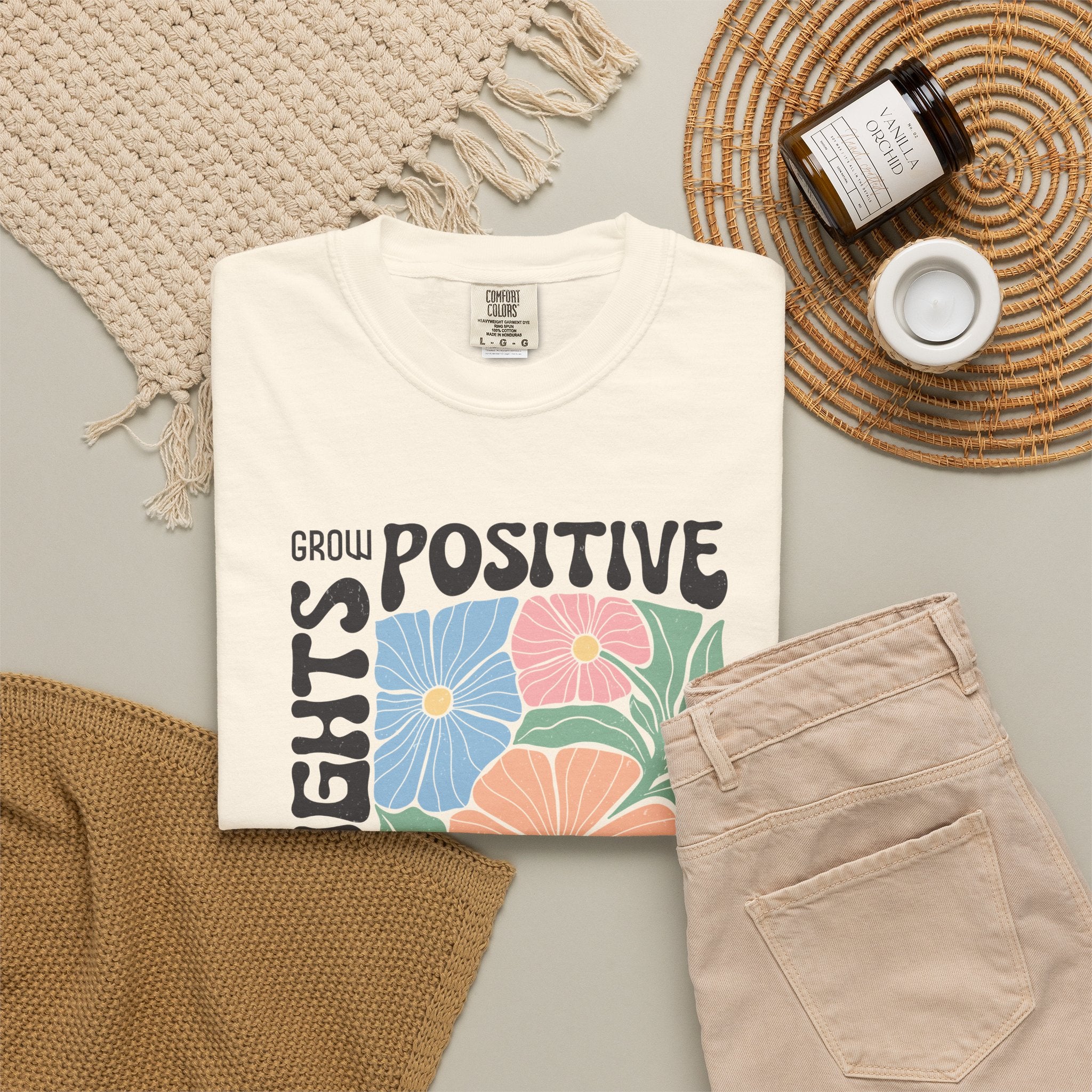 Positive Thoughts Floral T-Shirt — Grow Positive Motivational Tee