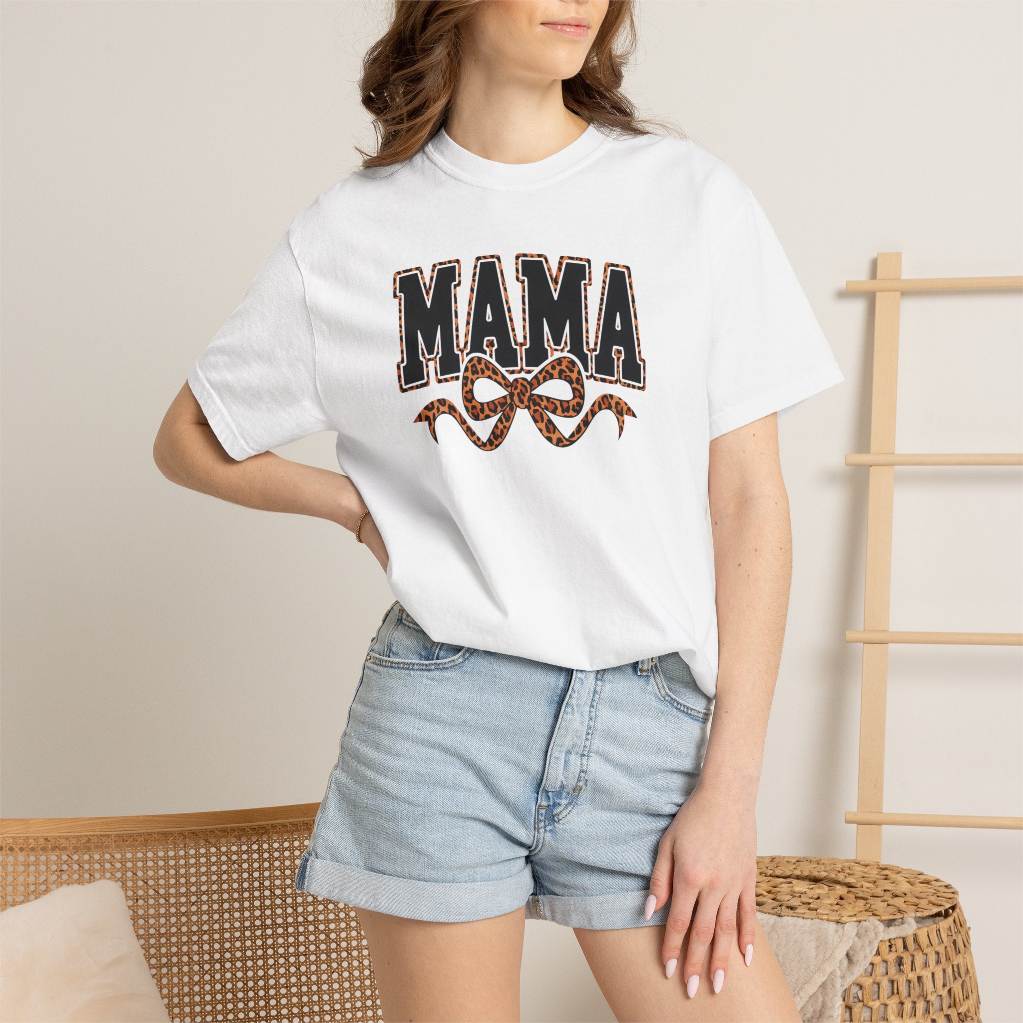 Mama Graphic T-Shirt — Leopard Bow Mom Tee