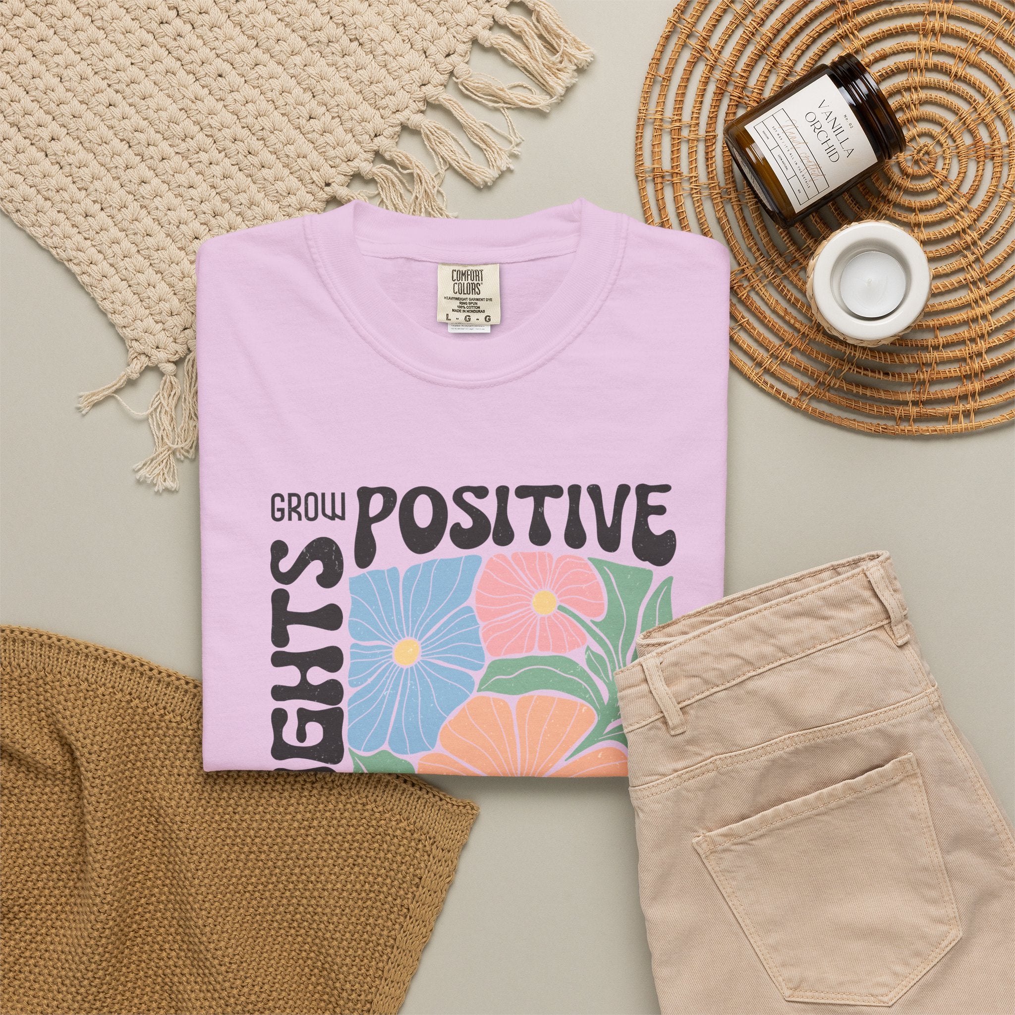 Positive Thoughts Floral T-Shirt — Grow Positive Motivational Tee