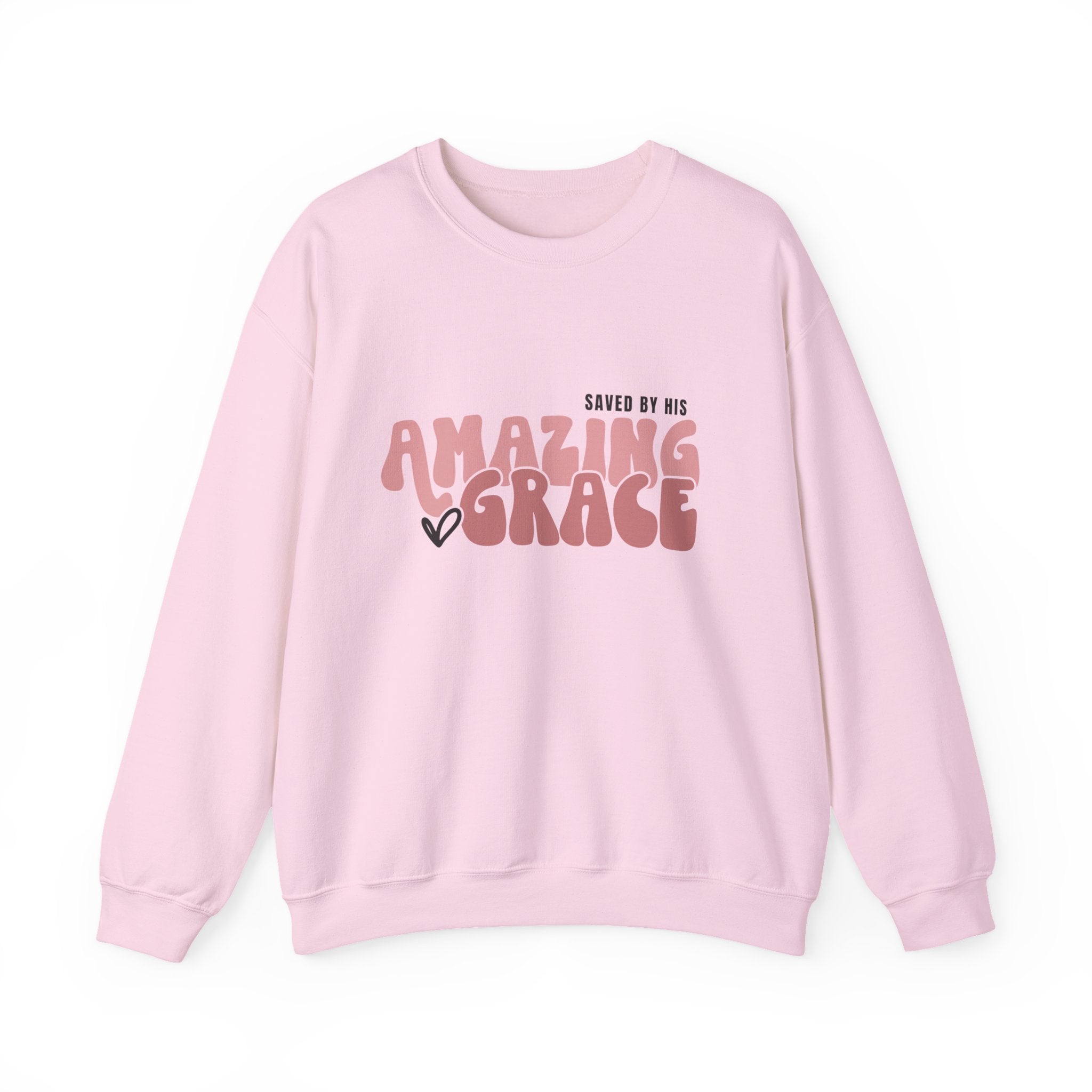 Amazing Grace Sweatshirt — "Saved by His Amazing Grace" Christian Crewneck