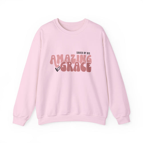 Amazing Grace Sweatshirt — "Saved by His Amazing Grace" Christian Crewneck