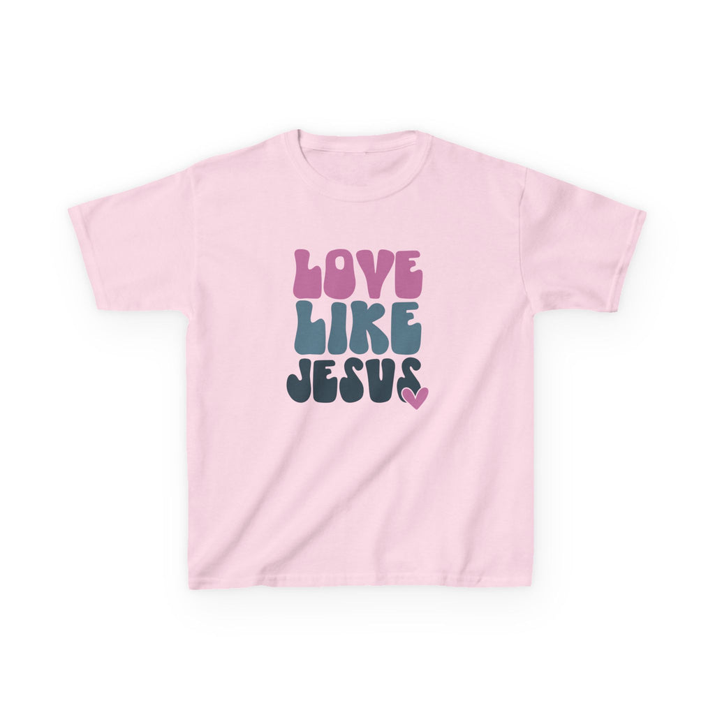 Kids T-Shirt — "Love Like Jesus" Retro Heart Christian Tee