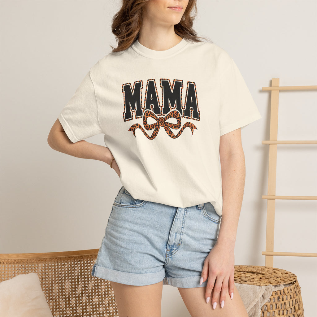 Mama Graphic T-Shirt — Leopard Bow Mom Tee