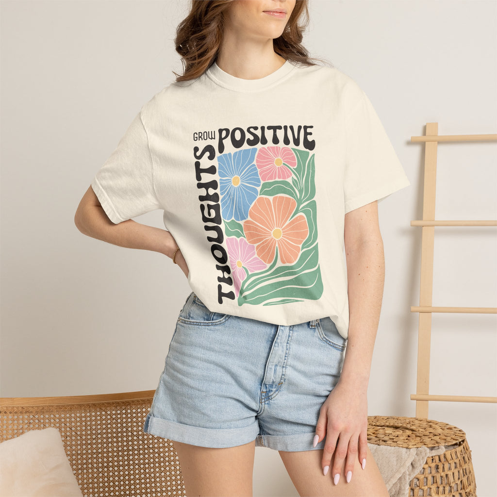 Positive Thoughts Floral T-Shirt — Grow Positive Motivational Tee