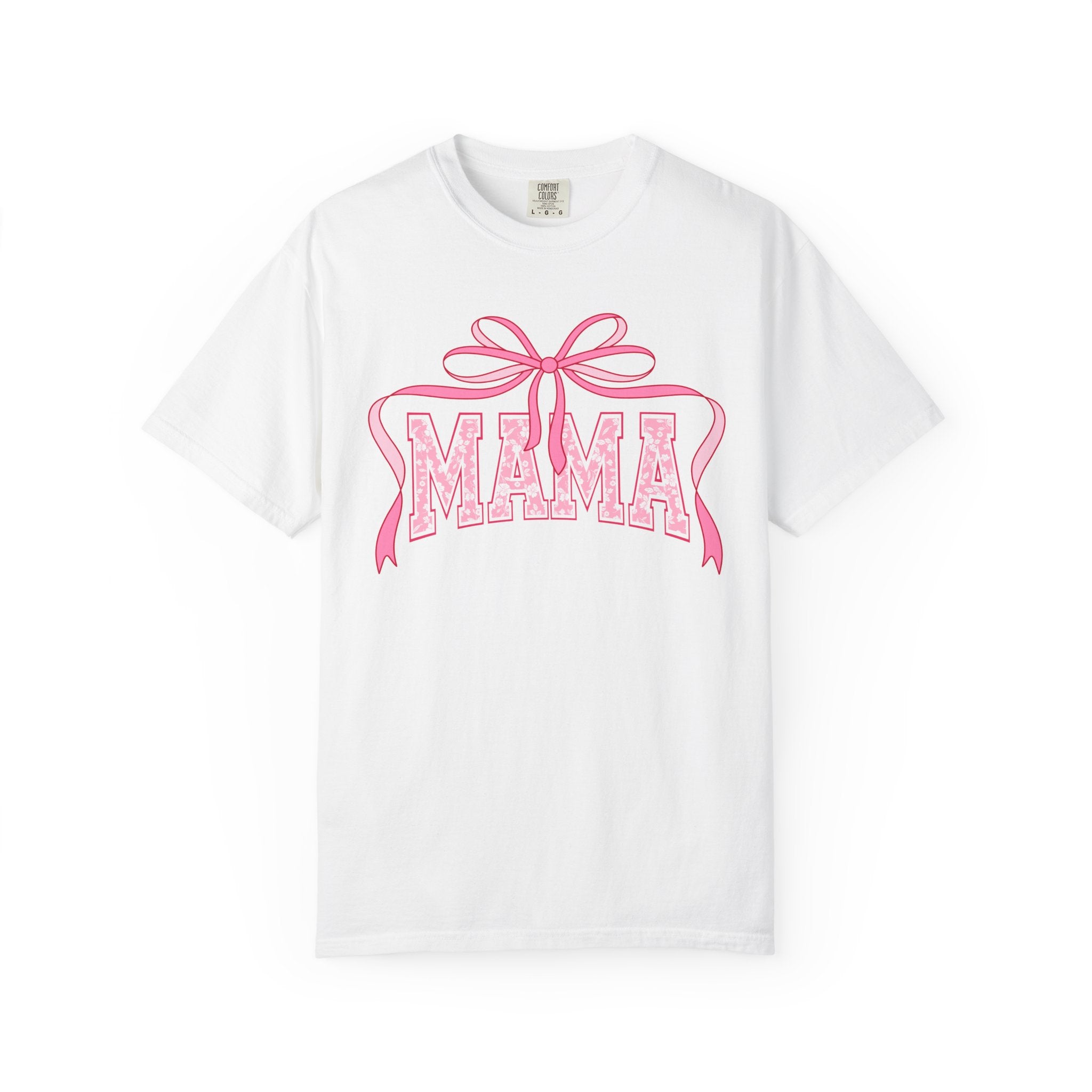 Mama T‑Shirt — Pink Bow 'MAMA' Floral Graphic |