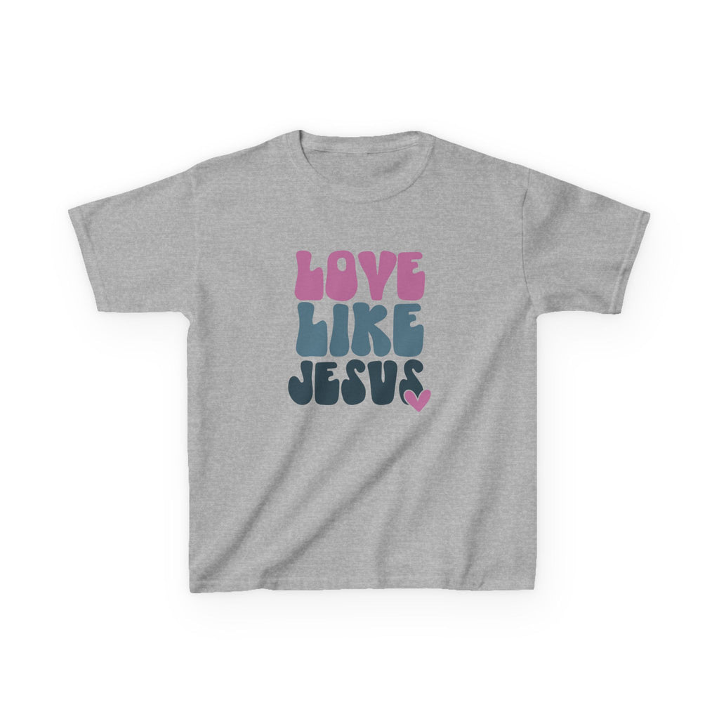 Kids T-Shirt — "Love Like Jesus" Retro Heart Christian Tee