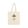 Canvas Tote Bag — Minimal Cross & Wildflowers Tote (Religious Floral Eco Bag)