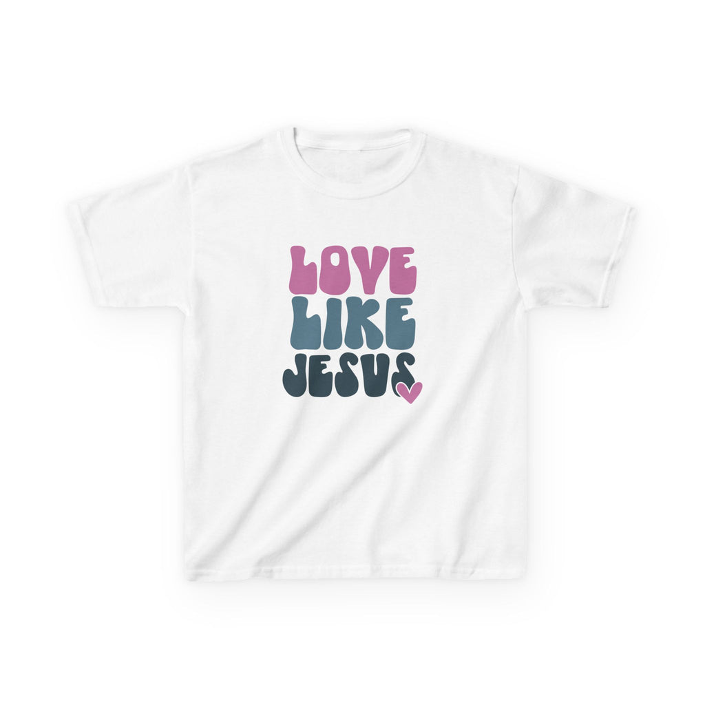Kids T-Shirt — "Love Like Jesus" Retro Heart Christian Tee