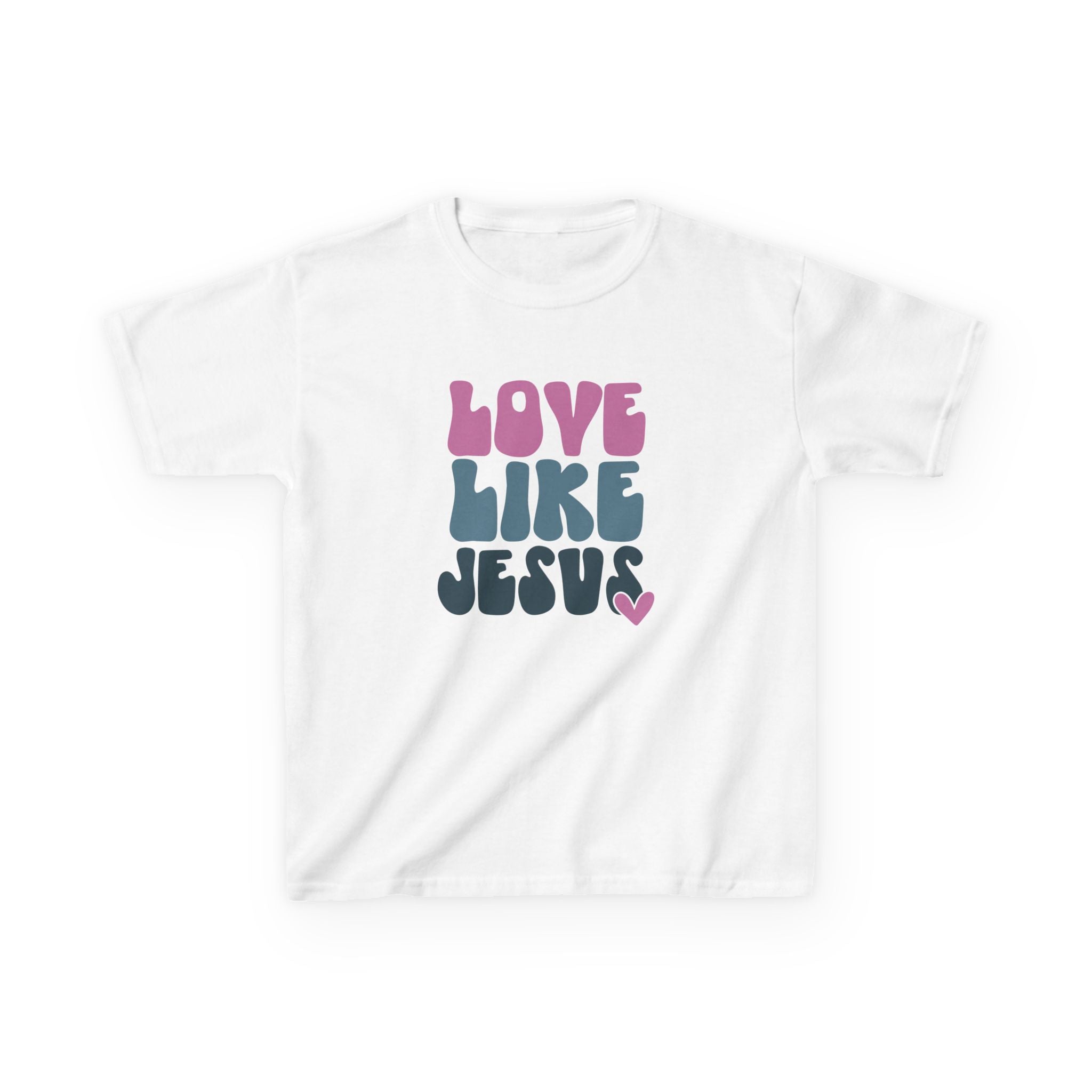 Kids T-Shirt — "Love Like Jesus" Retro Heart Christian Tee